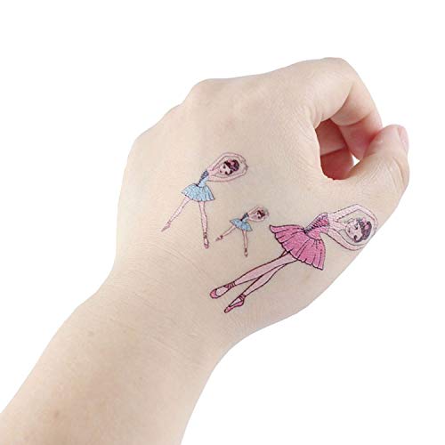 SZSMART Tatuajes Temporales para Niñas, Chicas de Ballet Tatuajes Infantiles Tatoos Tatuaje Falso Pegatinas para Niñas Infantiles Fiesta de Cumpleaños Regalo, 15 Hojas