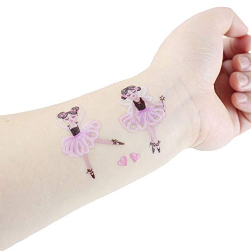 SZSMART Tatuajes Temporales para Niñas, Chicas de Ballet Tatuajes Infantiles Tatoos Tatuaje Falso Pegatinas para Niñas Infantiles Fiesta de Cumpleaños Regalo, 15 Hojas