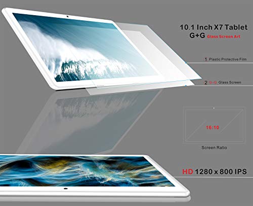 Tablet 10 Pulgadas, Android 9.0 Pie YESTEL tablets, 4 GB de RAM, 64 GB Ampliables hasta 128 GB, Procesador Quad-core, Pantalla HD IPS, Dual SIM LTE/WiFi, 8000mAh Batería, con Teclado, Color Plata