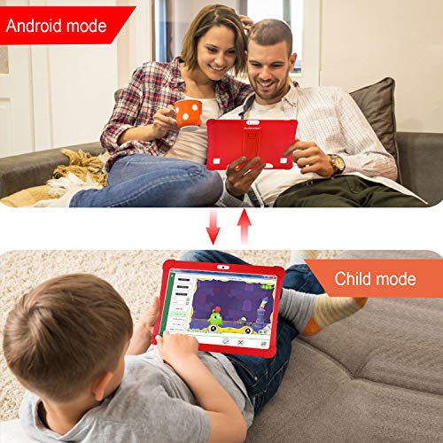Tablet para Niños con WiFi 10 Pulgadas, Android 9.0 3GB RAM 32GB ROM /128GB Escalables Tableta PC, Quad-Core Dual SIM 8+5MP 8500mAh WiFi/OTG /Netflix Tablets Puede Llamar (Rojo)