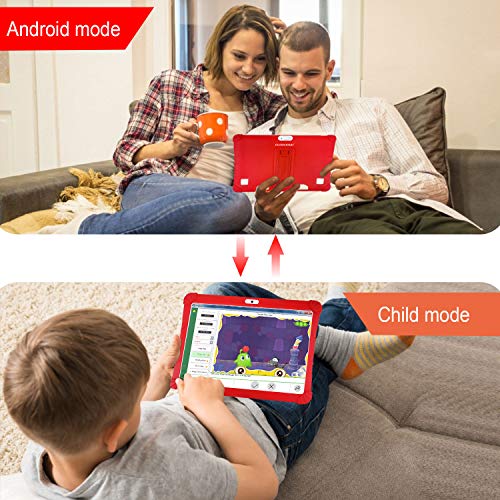 Tablet para Niños con WiFi 10 Pulgadas, Android 9.0 3GB RAM 32GB ROM /128GB Escalables Tableta PC, Quad-Core Dual SIM 8+5MP 8500mAh WiFi/OTG /Netflix Tablets Puede Llamar (Rojo)
