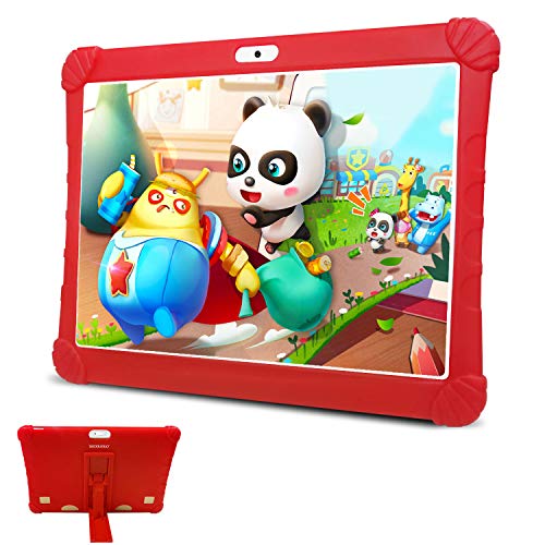 Tablet para Niños con WiFi 10 Pulgadas, Android 9.0 3GB RAM 32GB ROM /128GB Escalables Tableta PC, Quad-Core Dual SIM 8+5MP 8500mAh WiFi/OTG /Netflix Tablets Puede Llamar (Rojo)
