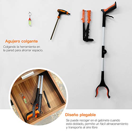 TACKLIF Pinza Larga, Alcanzar Objetos 77cm Herramienta de Captura Plegable, Diseño con Imán, Brazo Más Largo para Recoger Basura, para los Viejos, Discapacitados y Trabajadores Sanitarios - RG01
