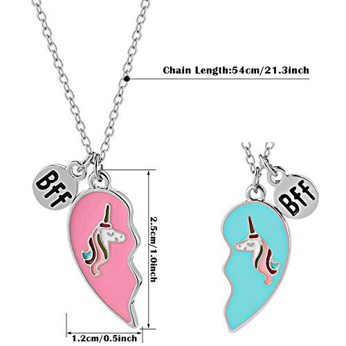 Tacobear Collar Amistad Collar Unicornio con Caja de Regalo Unicornio Corazón Colgante Collar Mejores Amigos Joyería BFF Collares de la Amistad para 2 Niñas Niños (Rosa Azul)