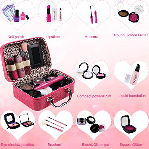 Tacobear Maquillaje Niñas Juego de Maquillaje Kit Juguete de Maquillaje Lavable con Bolsa de Maquillaje Cosmética Juguete Cumpleaños Regalo Navidad para Niña 3 4 5 6 7 8 años