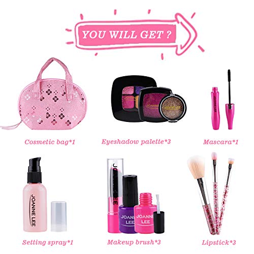 Tacobear Maquillaje Niñas Juego de Maquillaje Kit Juguete de Maquillaje Lavable con Bolsa de Maquillaje Cosmética Juguete Cumpleaños Regalo Navidad para Niña 4 5 6 7 8 años