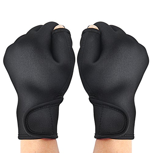 TAGVO Guantes acuáticos para la Resistencia de la Parte Superior del Cuerpo, Guantes de natación reticulados con muñequera, Costura del Pozo, Sin decoloración, Tamaños para Hombres Mujeres Adultos