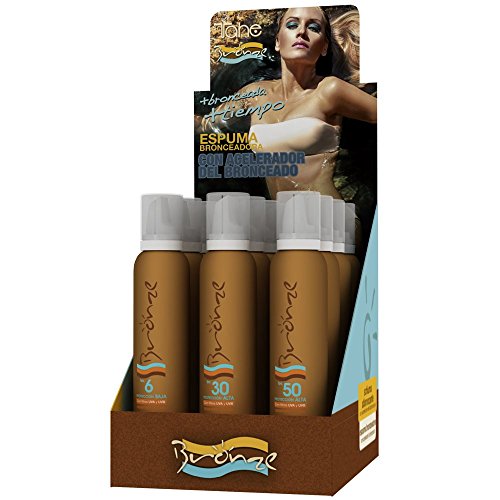 Tahe Bronze Protector Solar en Espuma Textura Mousse/Espuma Bronceadora Solar Intensiva Corporal con Activos Anticelulíticos y Reafirmantes, F.P.S. 50, 200 ml