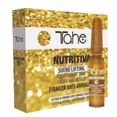 Tahe Nutritiva 24h Suero Lifting con Vitamina C Pura y Ácido Hialurónico (5 x 2 ml) Reduce Líneas, Arrugas y Manchas de la Edad en la Piel