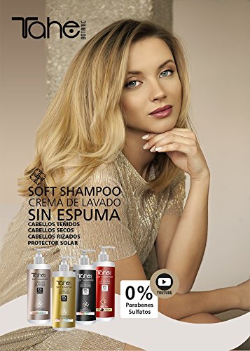 Tahe Soft Shampoo Crema de Lavado sin Espuma para Cabello con Protector Solar con Aceite de Tsubaki y Soja, 400 ml