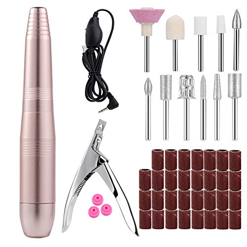 Taladros de Uñas,RIPPLE 11en1 Máquina de Torno para Uñas Portátil Profesional de 20000 RPM,LTaladro para Uñas Acrilico y 31 Piezas de Bandas de Arena Para uñas Para uñas de Gel Acrílicas
