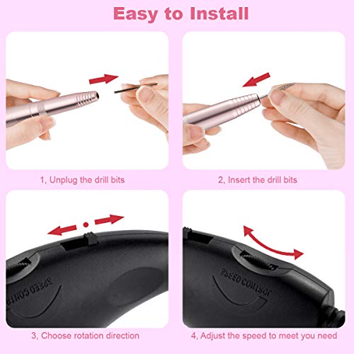 Taladros de Uñas,RIPPLE 11en1 Máquina de Torno para Uñas Portátil Profesional de 20000 RPM,LTaladro para Uñas Acrilico y 31 Piezas de Bandas de Arena Para uñas Para uñas de Gel Acrílicas