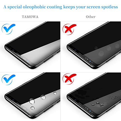 TAMOWA Protector de Pantalla para Samsung Galaxy S8 [2 Piezas], 3D Bordes Redondeados Vidrio Templado Antibalas Pelíula Protectora con Dureza 9H, Anti-Huella Digital, Anti-Burbujas - Negro