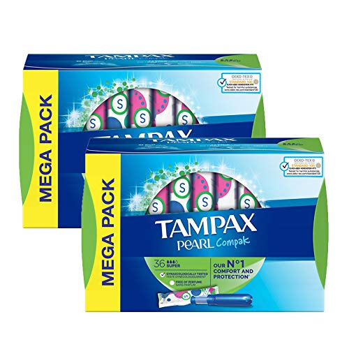 Tampones TAMPAX Compak Pearl Super Aplicador, 2 x 36 unidades