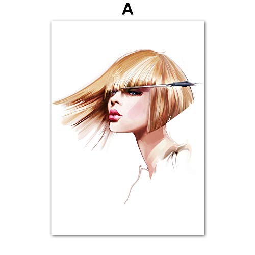 Tanyang Chica de peluquería nórdica, Carteles y Estampados, Arte de la Pared, Lienzo, Pintura, Lienzo de Pared, Imagen para Sala de Estar, decoración sin Marco