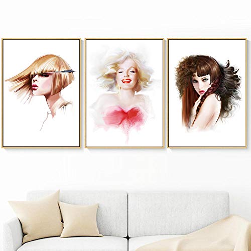 Tanyang Chica de peluquería nórdica, Carteles y Estampados, Arte de la Pared, Lienzo, Pintura, Lienzo de Pared, Imagen para Sala de Estar, decoración sin Marco