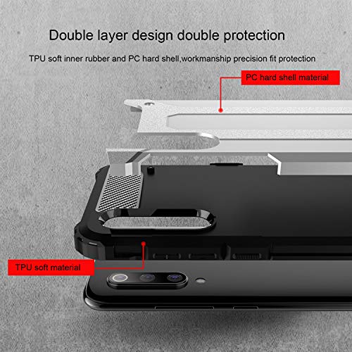 TANYO Funda Adecuado para Xiaomi Mi A3, Heavy-Duty Anti-Caída Phone Case, Extraíble 2 en 1 a Prueba de Golpes Robusto y Durable Fashion Ultra-Thin Funda Protectora, Azul