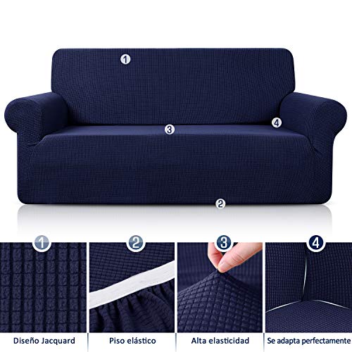 TAOCOCO Funda de Sofá/Funda de sofá Antideslizante/Funda de Fofá Elástica/Lavable/Antiácaros/Antiarrugas (Azul Oscuro/ 3 Plazas 180-240 cm)