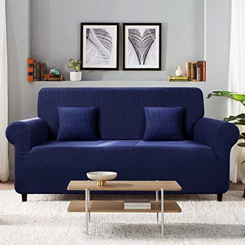 TAOCOCO Funda de Sofá/Funda de sofá Antideslizante/Funda de Fofá Elástica/Lavable/Antiácaros/Antiarrugas (Azul Oscuro/ 3 Plazas 180-240 cm)