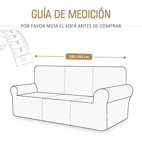 TAOCOCO Funda de Sofá/Funda de sofá Antideslizante/Funda de Fofá Elástica/Lavable/Antiácaros/Antiarrugas (Beige /3 Plazas 180-240 cm)