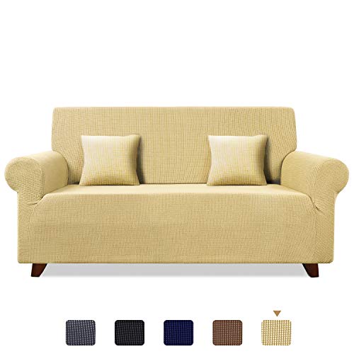 TAOCOCO Funda de Sofá/Funda de sofá Antideslizante/Funda de Fofá Elástica/Lavable/Antiácaros/Antiarrugas (Beige /3 Plazas 180-240 cm)