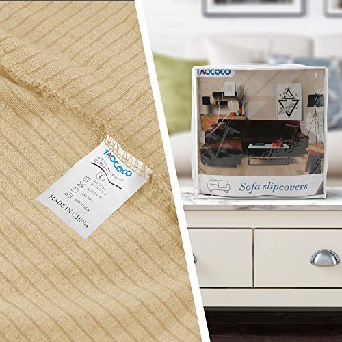 TAOCOCO Funda de Sofá/Funda de sofá Antideslizante/Funda de Fofá Elástica/Lavable/Antiácaros/Antiarrugas (Beige /3 Plazas 180-240 cm)