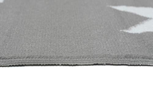 Tapiso Colección Luxury Alfombra Salón Moderno Piso Color Gris Blanco Diseño Estrellas Fácil Mantenimiento 80 x 150 cm