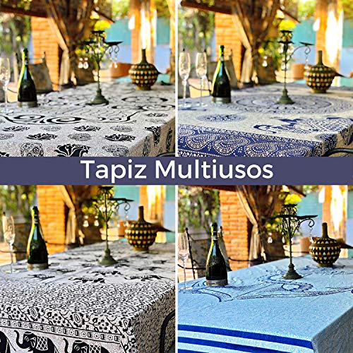 Tapiz Mandala 100% Algodón de la India con 210X240 cm Tapices Indios de Decoración Múltiples Aplicaciones: Cubrecama, Cubre sofá, Mantel, Pareo, Foulard, Picnic, Toalla Playa