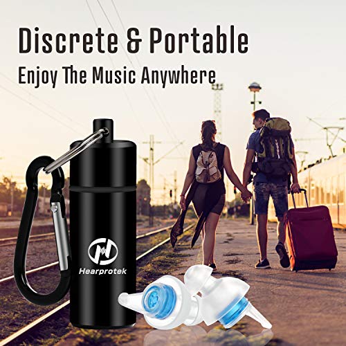 Tapones para los oídos para conciertos de alta fidelidad, Hearprotek 20db tapones protección auditiva para músicos, DJ, bateristas, percusión, festival, club nocturno y otros eventos ruidosos (Azul)