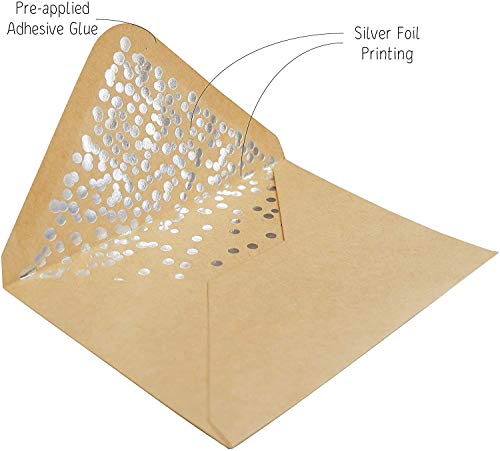 Tarjetas de agradecimiento, en blanco, 50 unidades, color rosa, acabado mate, inglés "Thank You" impreso con sobres de papel kraft con diseño de confeti de 4 x 5.75 pulgadas