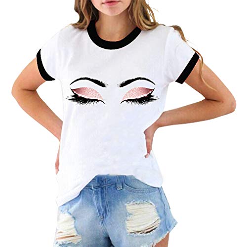 Tasty Life Princess Makeup Art Pink Pestañas Imprimir Vogue Camiseta Mujer Kawaii Tumblr Camiseta Streetwear Hipster Verano Top Mujer Ropa(XL,Black)