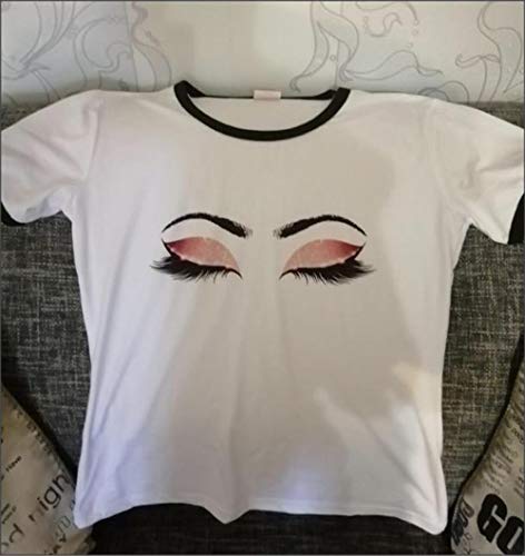 Tasty Life Princess Makeup Art Pink Pestañas Imprimir Vogue Camiseta Mujer Kawaii Tumblr Camiseta Streetwear Hipster Verano Top Mujer Ropa(XL,Black)
