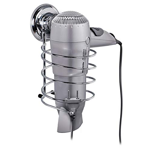 Tatkraft Megalock 11441 - Soporte para secador de pelo, ventosa, acero cromado, 10cm x 12.5cm x 18.5cm