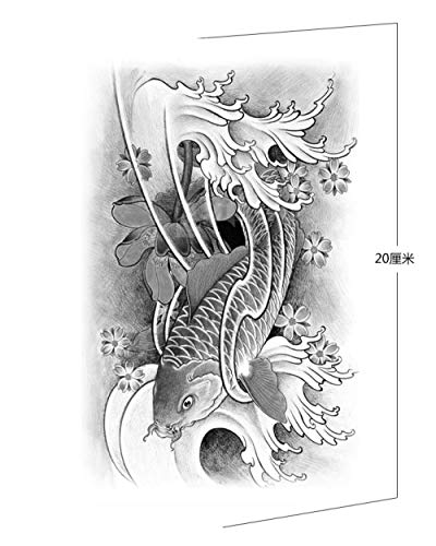 Tatuaje calcomanía brazo impermeable hombres y mujeres peces koi tatuajes tótem tatuaje pegatinas 12X20 CM