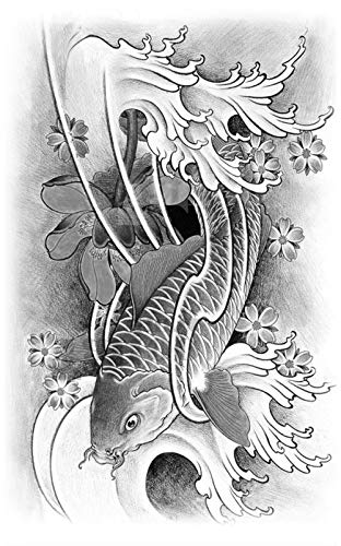 Tatuaje calcomanía brazo impermeable hombres y mujeres peces koi tatuajes tótem tatuaje pegatinas 12X20 CM