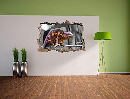 Tatuaje pared 3D Selfadhesive fácil de aplicar y Peel para - jovenes Decoración infantil de pared - pequeño camaleón en una rama - 50x70 cm