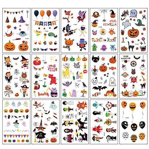 Tatuaje,Tatuaje De Infantil,Tatuaje para niñas,Tatuajes temporales niños Kits,Tatuaje De Infantil,Tatuaje De Infantil,Etiqueta engomada impermeable del tatuaje (Víspera de Todos los Santos)