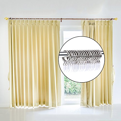 Tatuo 20 Set de Anillos de Cortina de Metal Anillas Colgantes Plateado de Díametro Interior 30 mm y Ganchos de Cortina de Plástico Blanco 2,8 por 1,2 cm para Cortinas y Barras