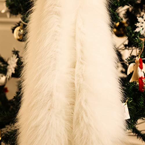 Tatuo Falda de Árbol de Navidad de Piel Falsa Blanca para Decoraciones de Navidad Fiestas (80 cm)