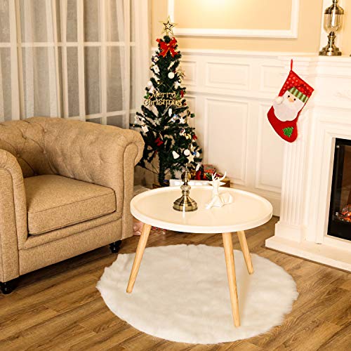 Tatuo Falda de Árbol de Navidad de Piel Falsa Blanca para Decoraciones de Navidad Fiestas (80 cm)