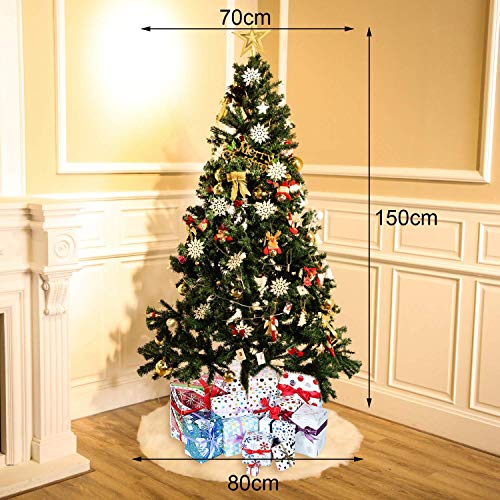 Tatuo Falda de Árbol de Navidad de Piel Falsa Blanca para Decoraciones de Navidad Fiestas (80 cm)