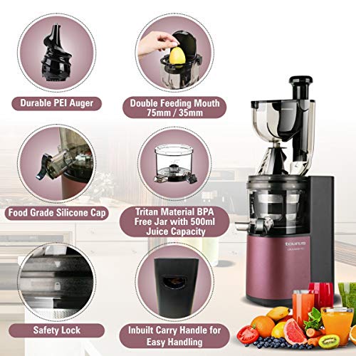 Taurus Liquajuice Pro-Licuadora extraccion en Frio (200 W, 43 RPM, Sistema antigoteo), Color Rosa