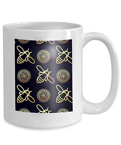 Taza de café Patrón sin fisuras Oro Abeja Textura de insectos Identidad corporativa Embalaje Lujo Eco Cosmético Jabón Médico