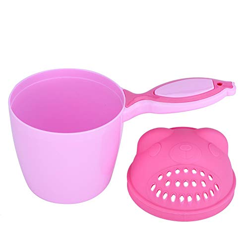 Taza de champú, taza de champú lavado de cabello baño taza de enjuague protector para ojos taza de enjuague para bebés niños 21 * 10.7 * 15cm (Pink)
