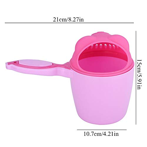Taza de champú, taza de champú lavado de cabello baño taza de enjuague protector para ojos taza de enjuague para bebés niños 21 * 10.7 * 15cm (Pink)