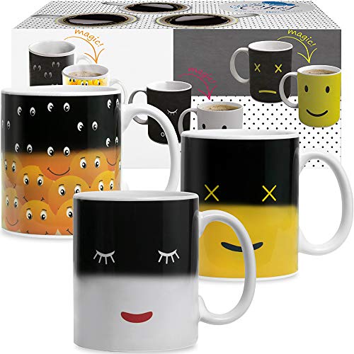Taza Mágica Que Cambia De Color – Taza De Café Y Té Divertido úNico Que Cambia De Calor, Taza De Cerámica De 12 Onzas Bonita Idea De Cumpleaños Para Mamá Papá Mujeres Y Hombres Colorido 3 Unidades