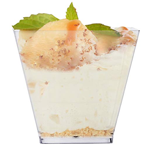 Tazas de postre Tosnail cuadradas de plástico transparente de 103,5 ml, paquete de 80