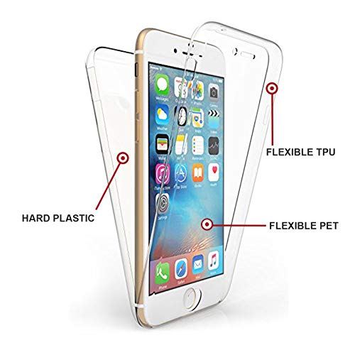 TBOC Funda para Apple iPhone 6 (4.7 Pulgadas) - Carcasa [Transparente] Completa [Silicona TPU] Doble Cara [360 Grados] Protección Integral Total Delantera Trasera Lateral Móvil Resistente Golpes