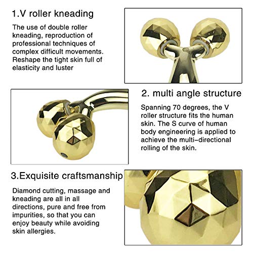 TBPHP 3D Rodillos Masajeadores Faciales, Masajeador Roller Tools Anti Aging Belleza Natural Dispositivo Herramienta Reafirmantes para Estiramiento Facial en forma de V, Adelgazamiento del Cuerpo