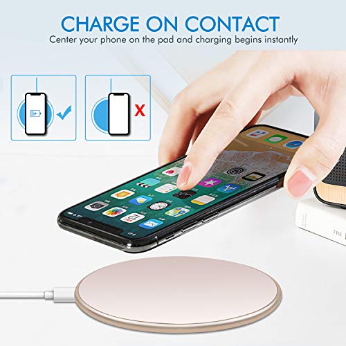Te-Rich Cargador inalámbrico 15W Máximo Cargador Qi 10W para Samsung Galaxy S10/S10+/S10e/S9 Plus/S9/S8/Note 8,7.5W para iPhone X/XS/XS MAX/XR/8 Plus/8,5W para AirPods …